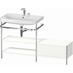 Консоль с раковиной Duravit Happy D.2 Plus c-bonded, 120х49х85 см, напольная, металл/ДСП 2 выдвижных ящика, левая, цвет: белый шелковисто-матовый /умывальник, цвет белый, керамика, 2 отверстия под смеситель