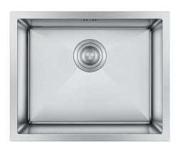 Мойка кухонная Hoffger 5444 врезная, Satin (сталь сатин) 540х440х220 мм нержавеющая сталь, без крыла, слив-перелив