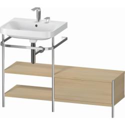 Консоль с раковиной Duravit Happy D.2 Plus c-bonded, 120х49х85 см, напольная, металл/ДСП 1 выдвижной ящик, 2 полки, правая, цвет: средиземноморский дуб /умывальник, цвет белый, керамика, 2 отверстия под смеситель