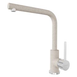 Смеситель для кухни/мойки TopZero, цвет Beach, L образный, однорычажный, с высоким/низким изливом, высота излива 275 см, из латуни/гранита