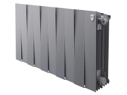 Радиатор отопления Royal Thermo PianoForte 300 Silver Satin (10 секций) биметаллический, боковое подключение, для квартиры, дома, водяные, мощность 1160 Вт, настенный, серебристый