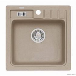 Мойка кухонная ALVEUS  NIAGARA 20 GRANITAL BEIGE-G55 46,5x46,5x18 см, накладная/встраиваемая сверху, искусственный гранит, прямоугольная, цвет бежевый, с отверстием под смеситель