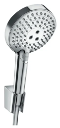 Душевой гарнитур Hansgrohe Raindance Select S 120 3jet PowderRain Porter, длина 125 см, лейка круглая, комплект: ручной душ/держатель для душа/шланг для душа, пластиковый, цвет хром, наружного монтажа, настенный, для душа/ванной