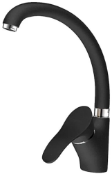 Смеситель для кухни/мойки LEDEME, однорычажный, поворотный, латунный, длина излива 201 мм, латунь, цвет черный матовый