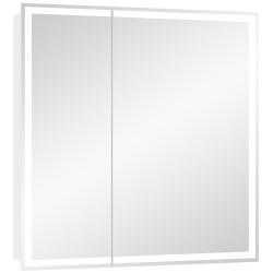 Зеркальный шкаф Континент "Allure Led", 80х80 см, подвесной, с LED/ЛЕД-подсветкой, выключатель: инфракрасный, цвет белый, зеркало, 2 распашные дверцы, квадратный