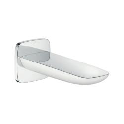 Излив на ванну Hansgrohe PuraVida, настенный, латунь, цвет белый хром, округлый, длина излива 19,6 см, встраиваемый/встроенный, для смесителя/ванны/ванной/душевой, без смесителя, фиксированный