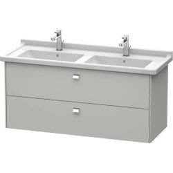 Тумба под раковину Duravit Brioso, 122х46,9х56,3 см, подвесная, 2 выдвижных ящика, ДСП, цвет: бетонно-серый/хром, шкафчик навесной, механизм доводчика, прямоугольная, правая/левая, в ванную комнату