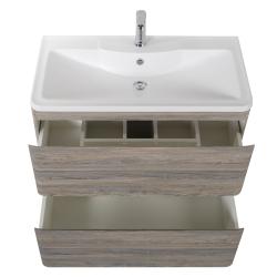 Тумба под раковину BelBagno Albano 100, 100х45х83,5 см, напольная, 2 выкатных ящика, МДФ, цвет: древесный узор, шкафчик напольный, механизм доводчика, прямоугольная