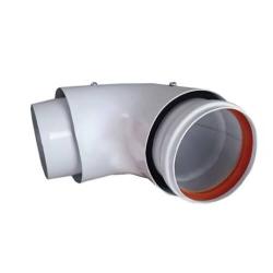 Отвод дымохода коаксиальный ROMMER 80/100 утепленный 90° раструбный, для дымоходов