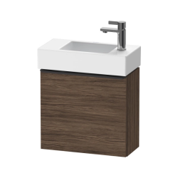 Тумба под раковину Duravit D-Neo, 48,4х22,2х44 см, подвесная, с распашной дверцей, ДСП, цвет: орех темный, шкафчик навесной, прямоугольная, левая, в ванную комнату