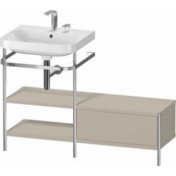 Консоль с раковиной Duravit Happy D.2 Plus c-bonded, 120х49х85 см, напольная, металл/ДСП 1 выдвижной ящик, 2 полки, левая, цвет: серо-коричневый шелковисто-матовый /умывальник, цвет белый, керамика, 2 отверстия под смеситель