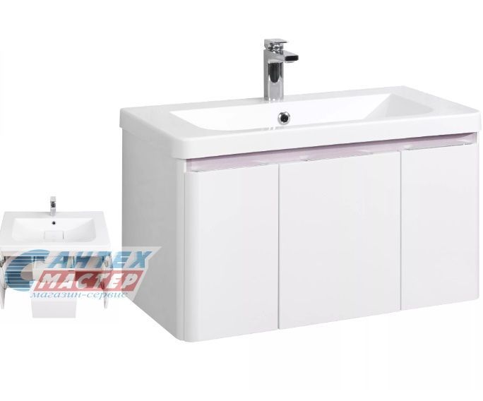 Тумба Акватон Шерилл 85 белый глянец с раковиной Шерилл 85 для ванны 1A2088K1SH010