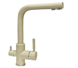 Смеситель для кухни/мойки Ukinox, с подключением фильтра для питьевой воды, однорычажный, поворотный, керамический, длина излива 224 мм, латунь, цвет лен