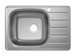 Мойка Ukinox Спектр, 70х48 см, врезная, стальная, прямоугольная, цвет нержавеющая сталь, с отверстием под смеситель, слив-перелив, с крылом, SPM700.480 -GT6K 2L