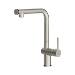 Смеситель для кухни/мойки Cersanit Flavis однорычажный, поворотный/выдвижной излив, два режима, керамический, высота 290 мм, длина 198 мм, латунь, цвет сатин