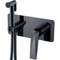 Смеситель с гигиеническим душем Boheme Venturo, встраиваемый, однорычажный, керамический, без излива, с гибким шлангом/лейкой, латунь, цвет оружейная сталь