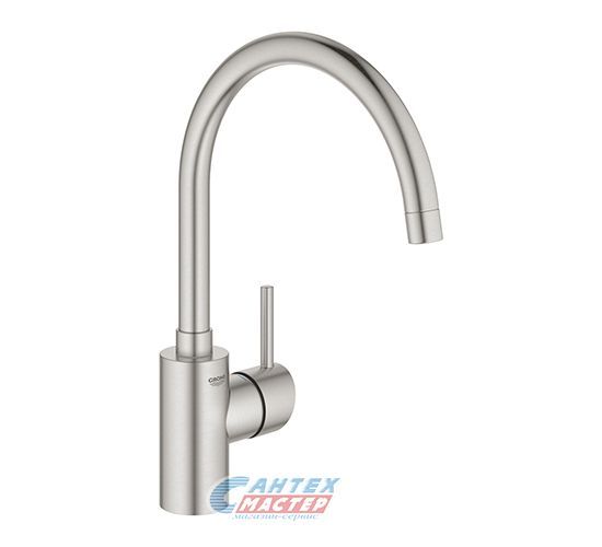 Смеситель для кухни/мойки Grohe Concetto New однорычажный, керамический, с поворотным изливом, длина 224 мм, латунь, цвет суперсталь, кухонный, вертикальный, однорукий, одноручный, однозахватный, одноручковые, кран, комплект, сантехника