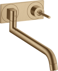 Смеситель для кухни/мойки Axor Uno², однорычажный, настенный, скрытого монтажа, керамический, с поворотным изливом, длина 33-50 см, латунь, цвет шлифованная бронза, кухонный