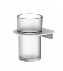 Подстаканник одинарный IDDIS Noa, настенный, сплав металлов/стекло, форма округлая, для щеток в ванную/туалет/душевую кабину, цвет белый матовый