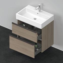 Тумба под раковину Duravit D-Neo, 78,4х44,2х62,5 см, подвесная, 2 выдвижных ящика, ДСП, цвет: дуб терра, шкафчик навесной, прямоугольная, правая/левая, в ванную комнату