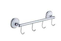 Планка с крючками Ekko, настенная, 4 крючка, металлическая, форма округлая, для полотенец/халатов в ванную/туалет/душевую кабину, цвет хром/белый