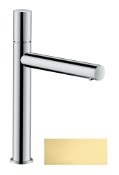 Смеситель для раковины/умывальника Axor Uno 200, однорычажный, с рукояткой zero, фиксированный излив, длина излива 19,8 см, керамический, латунь, цвет шлифованная медь, с незапираемым сливным набором