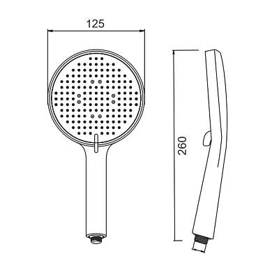 Лейка душевая Splenka S450.50.06, 125 мм, L 260 мм ручная, круглая, 3 режима, цвет черный, ABS пластик, для душа/ванной