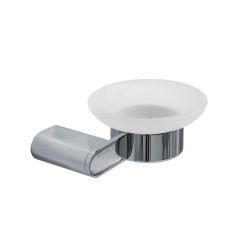 Мыльница Cezares Stylus подвесная, нержавеющая сталь/ матовое стекло, форма округлая, для мыла в ванную/туалет/душевую кабину, цвет хром