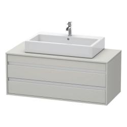 Тумба под раковину для консоли/столешницы Duravit Ketho 100х49,6х55 см, подвесная, ДСП, цвет: бетонно-серый, 2 выдвижных ящика, прямоугольная