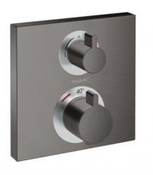 Смеситель для душа Hansgrohe Ecostat Square, термостатический, скрытого монтажа, настенный, без излива/шланга/лейки, латунь, цвет черный хром