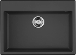 Мойка кухонная Omoikiri Tedori 68-BL, 50х68 см, врезная, из искусственного гранита (Tetogranit), прямоугольная, цвет черный, без отверстия под смеситель, без крыла, слив-перелив, врезная в столещницу, для кухни