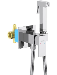 Смеситель с гигиеническим душем Aquatek Либра встраиваемый, однорычажный, керамический, без излива, с гибким шлангом/лейкой, латунь, цвет хром