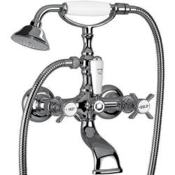 Смеситель для ванны/душа Migliore Princeton, настенный, двухвентильный, неповоротный, длина 145 мм, керамический, латунь, цвет состаренный хром