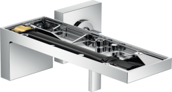 Смеситель для раковины Axor MyEdition, без панели, однорычажный, настенный/встраиваемый, скрытого монтажа, фиксированный излив, длина излива 22,1 см, керамический, латунь, цвет хром, незапираемый сливной набор