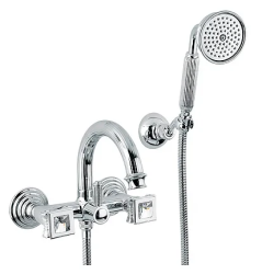 Смеситель для ванны/душа Cezares Olimp, настенный, двухвентильный, неповоротный, длина 214 мм, керамический, латунь, цвет хром