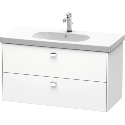 Тумба под раковину Duravit Brioso, 102х46,9х56,3 см, подвесная, 2 выдвижных ящика, ДСП, цвет: белый матовый/хром, шкафчик навесной, механизм доводчика, прямоугольная, правая/левая, для раковины D-Code, в ванную комнату