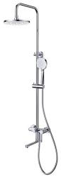 Душевая система Esko Sochi 850-1540 мм цвет хром, комплект: однорычажный смеситель/излив/тропический душ (с верхней лейкой)/лейка/стойка/шланг, латунь ST260SC