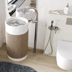 Смеситель для раковины/умывальника WasserKRAFT Main, напольный, однорычажный, неповоротный, керамический, длина излива 260 мм, латунь, цвет хром