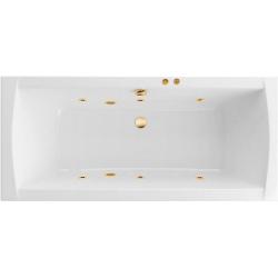 Ванна Excellent Aquaria Lux SOFT, 180х80 см, акриловая, цвет- белый/золото, (с гидромассажем), с каркасом, прямоугольная, правосторонняя/левосторонняя, правая/левая, универсальная, приставная/встраиваемая
