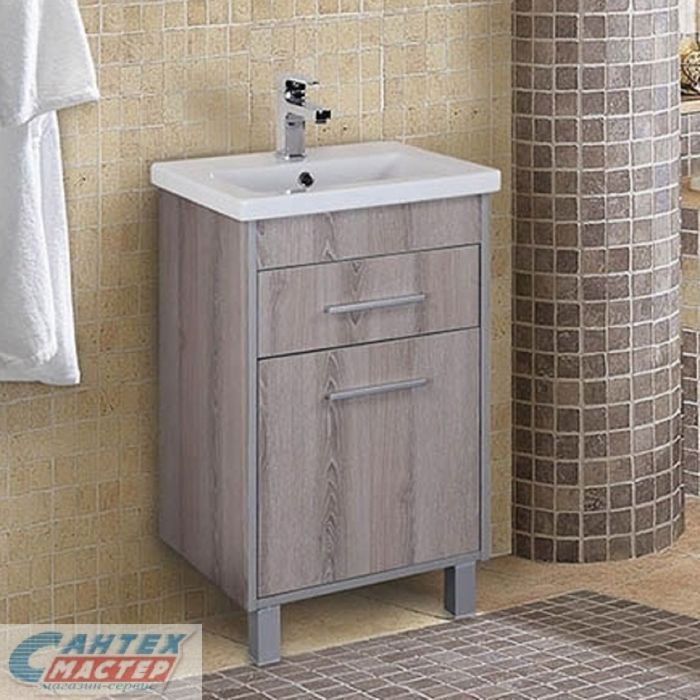 Тумба Onika Натали 50.12 с раковиной Como 50 светлое дерево 105016/P-UM-COM 50/1