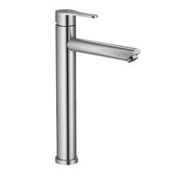 Смеситель для раковины/умывальника Splenka S223.15.05 высокий, однорычажный, неповоротный, фиксированный излив, длина 185 мм, высота 268 мм, нержавеющая сталь, цвет сатин