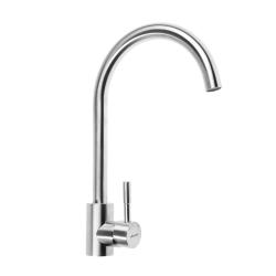 Смеситель для кухни/мойки Accoona, однорычажный, поворотный, керамический, длина излива 202 мм, нержавеющая сталь, цвет нержавеющая сталь