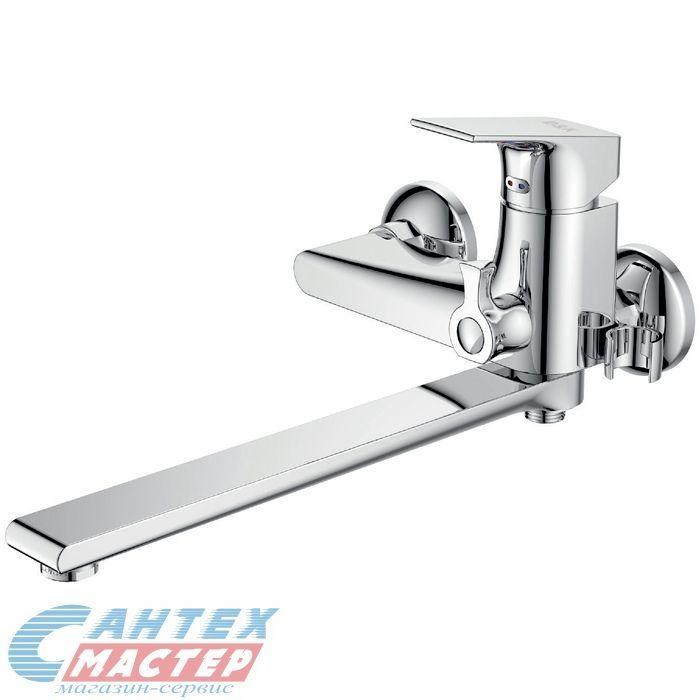 Смеситель для ванны/душа D&K Hertz Rhein однорычажный, керамический, настенный, излив длинный литой 320 мм, латунь хром, горизонтальный, фиксированный, однорукий, кран, комплект, сантехника, размер, характеристики, высота, расстояние (Д&K) 