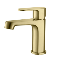 Смеситель для раковины/умывальника Aquatek Оберон однорычажный, неповоротный, фиксированный, излив длина 117 мм высота 99 мм латунь, цвет шлифованное золото