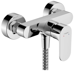 Смеситель для душа Hansgrohe Rebris S 2 режима расхода воды, однорычажный, керамический, настенный, наружнего/внешнего монтажа без излива, без шланга/лейки, латунь, цвет хром, хромированный, на 2 отверстия