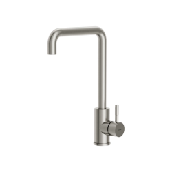 Смеситель для кухни/мойки Cersanit Como однорычажный, поворотный/ п-образный излив, керамический, высота 261 мм, длина 213 мм, нержавеющая сталь, цвет сатин