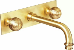 Смеситель для раковины Cezares Aphrodite, встраиваемый, двухвентильный, длина излива 175 мм, неповоротный, керамический, латунь, цвет золото 24 карат, без донного клапана, внутренний/скрытый монтаж