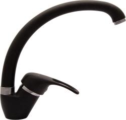 Смеситель для кухни/мойки Flortek Омега FK, однорычажный, керамический картридж, с поворотным изливом, высокий, длина излива 198 мм, латунь, цвет антрацит