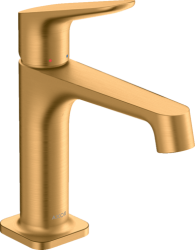 Смеситель для раковины/умывальника Axor Citterio M 100, однорычажный, фиксированный излив, длина излива 12,8 см, керамический, латунь, цвет шлифованное золото, с незапираемым сливным набором