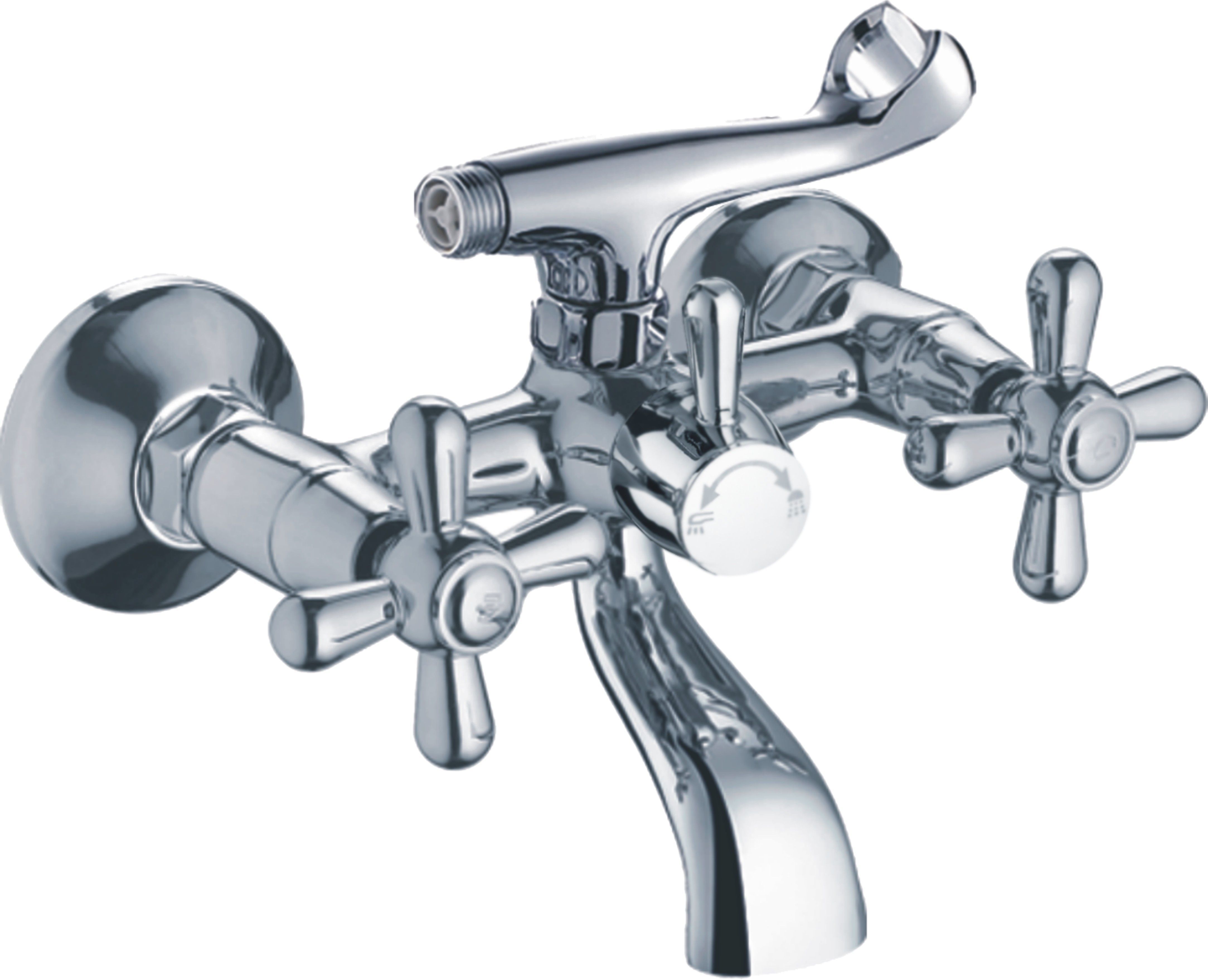 Смеситель для ванны/душа HAIBA двухвентильный, хромированный, настенный, излив 212 мм, поворотный, латунь, хром